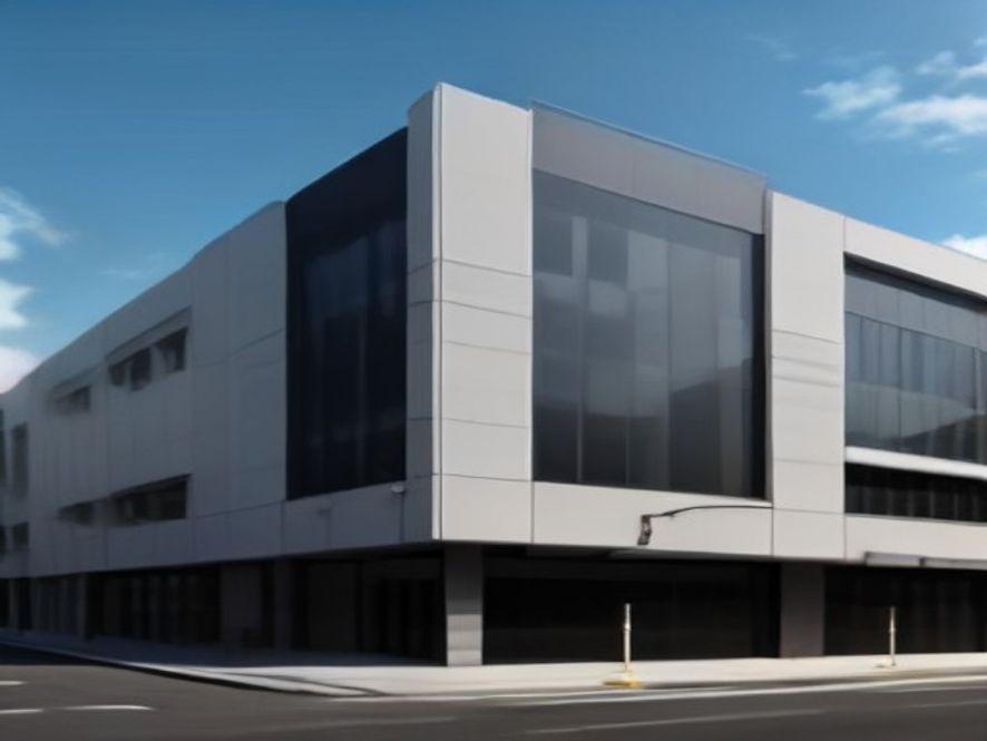 Modern commercial building exterior facade renovation